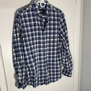 Banana Republic Men's Medium Blue Checkered Flannel Button Up